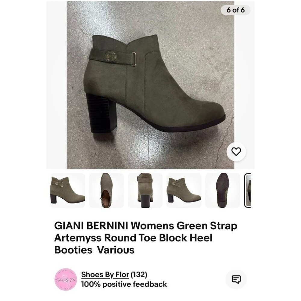 GIANI BERNINI / Artemyssl / Green / Suede /Round Toe / Block Heel / Booties - Picture 8 of 12
